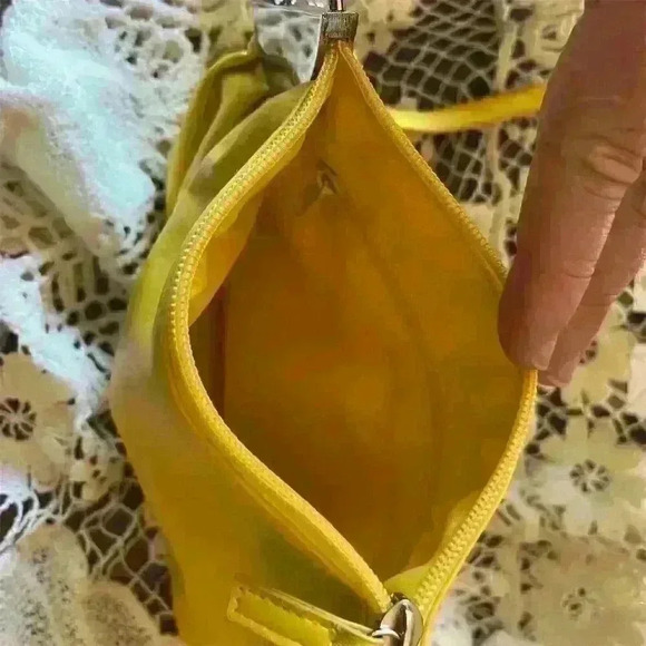 Yellow Faux Leather Wristlet Clutch Bag with Metal Ring Accent - Picture 5 of 7